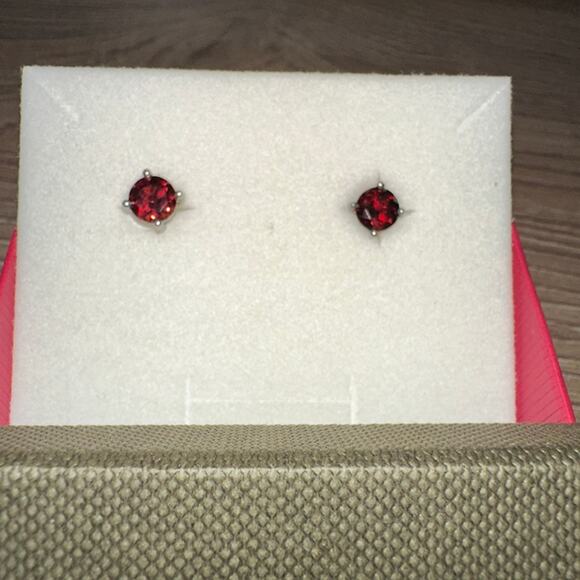 Authentic ANGARA Garnet January Birthstone Stud Sterling Silver 925 Earrings - Picture 2 of 8